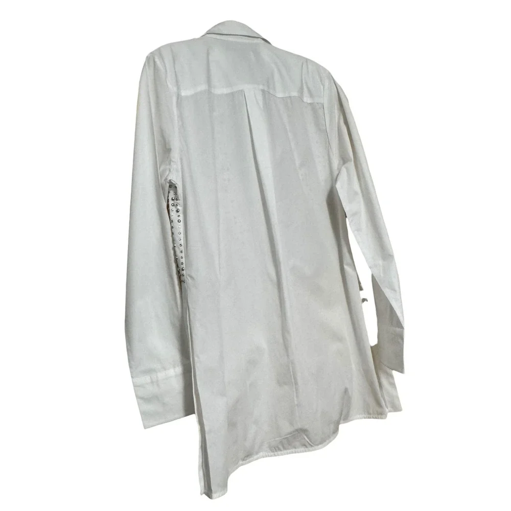 16Arlington Crystal Embellished cotton Poplin  button blouse studded designer - Picture 5 of 11